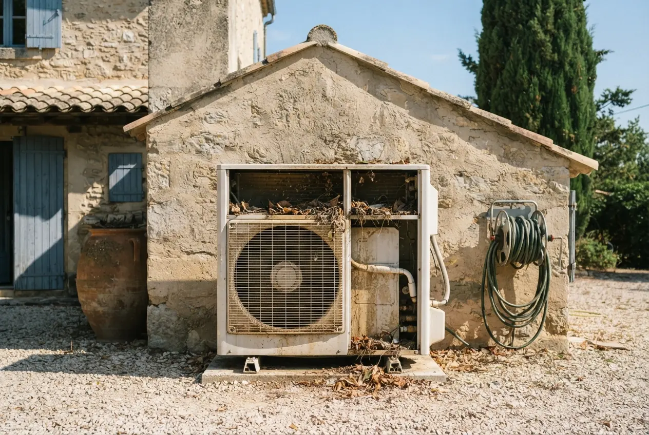 Filtre de climatisation encrassé avant nettoyage à Camaret-sur-Aigues