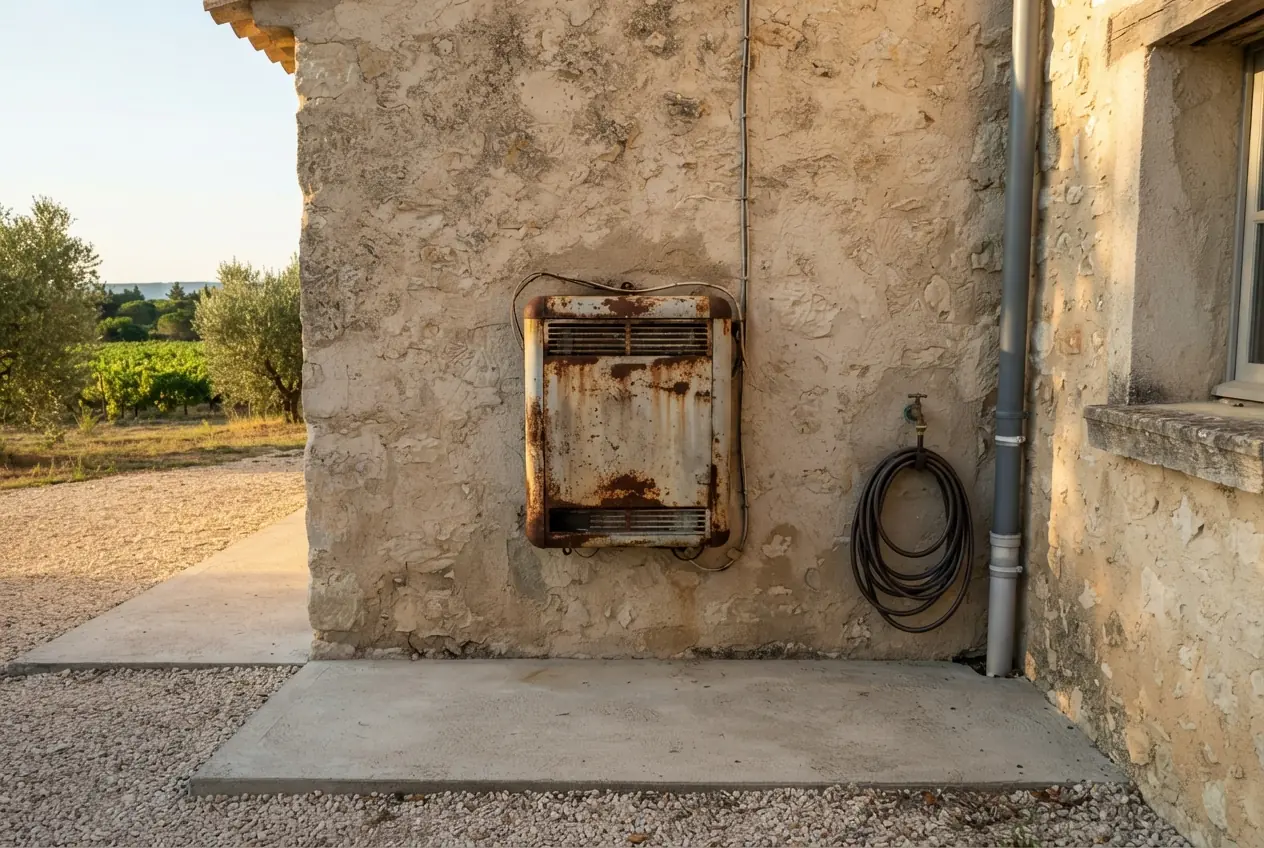Ancien système de chauffage électrique dans un mas à Jonquières