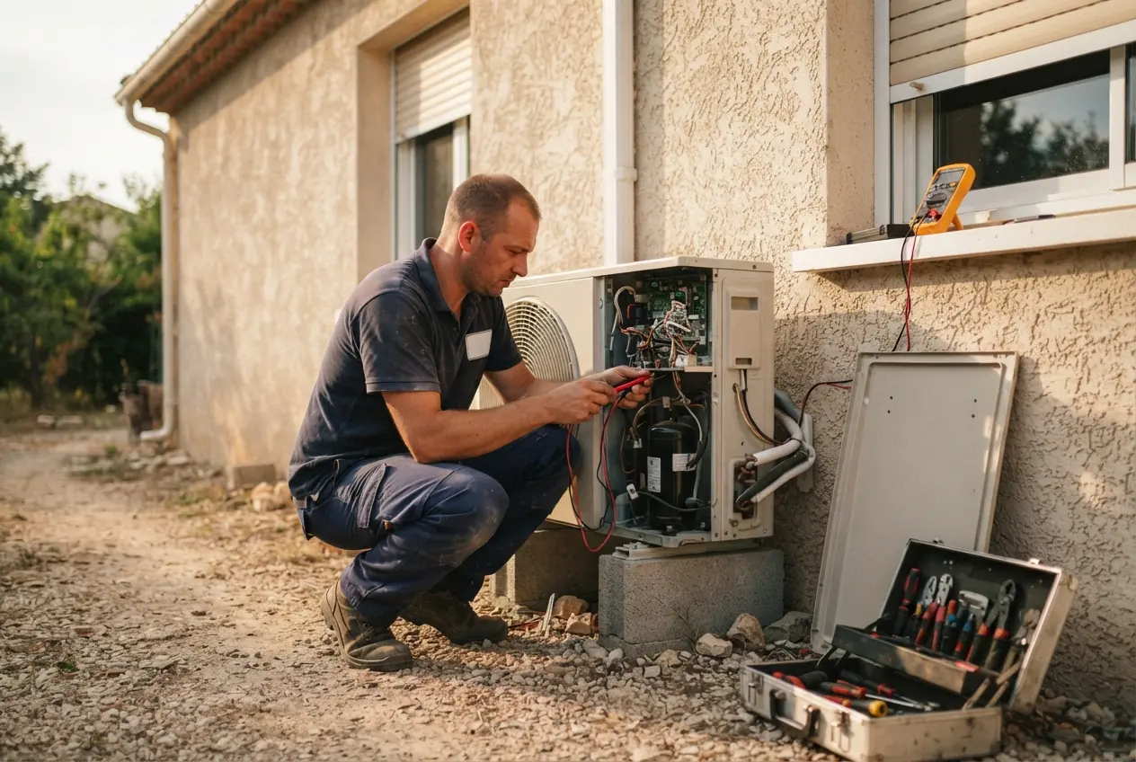 Frigoriste réparant une climatisation en panne à Sorgues