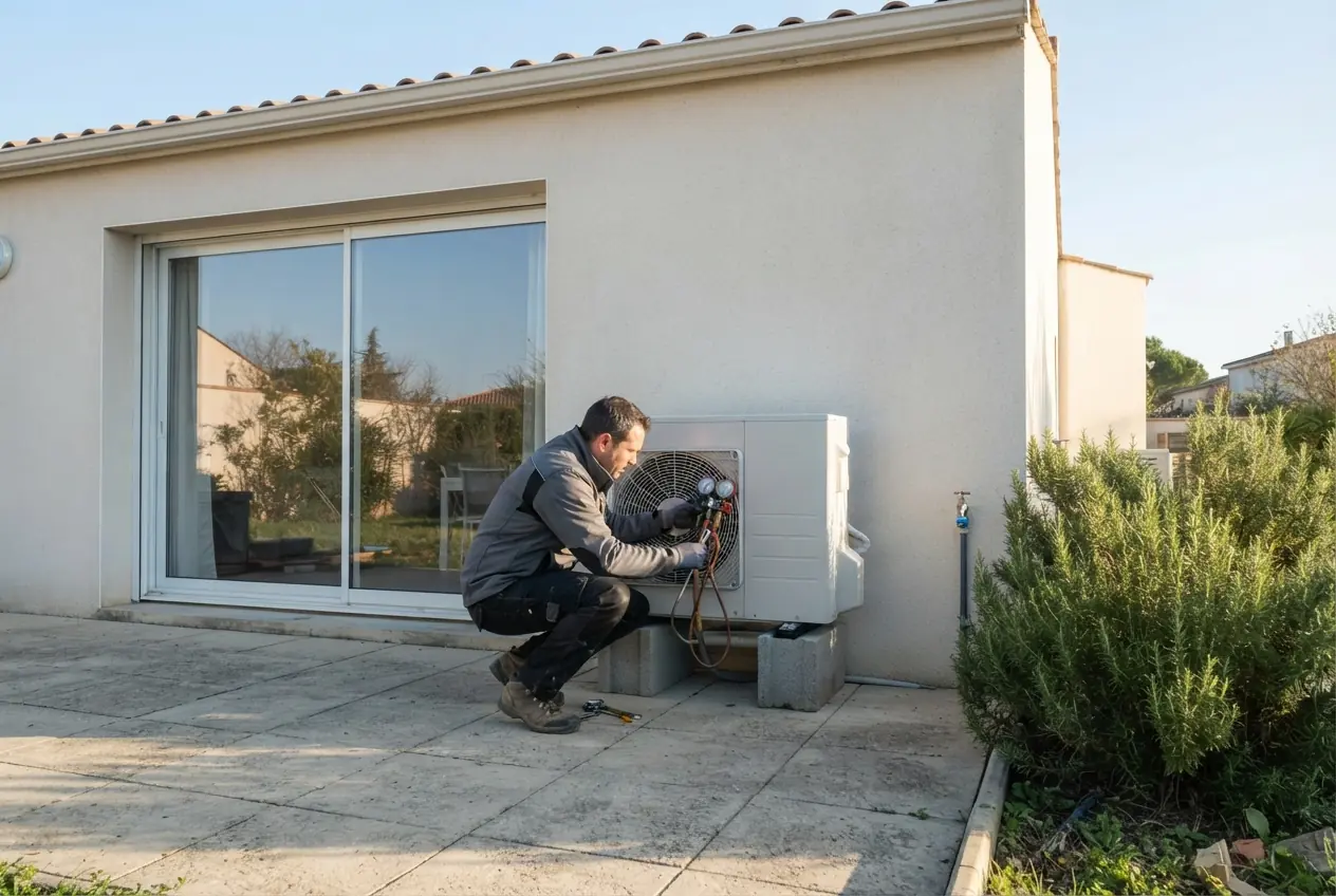 Unité extérieure de pompe à chaleur installée à Sorgues